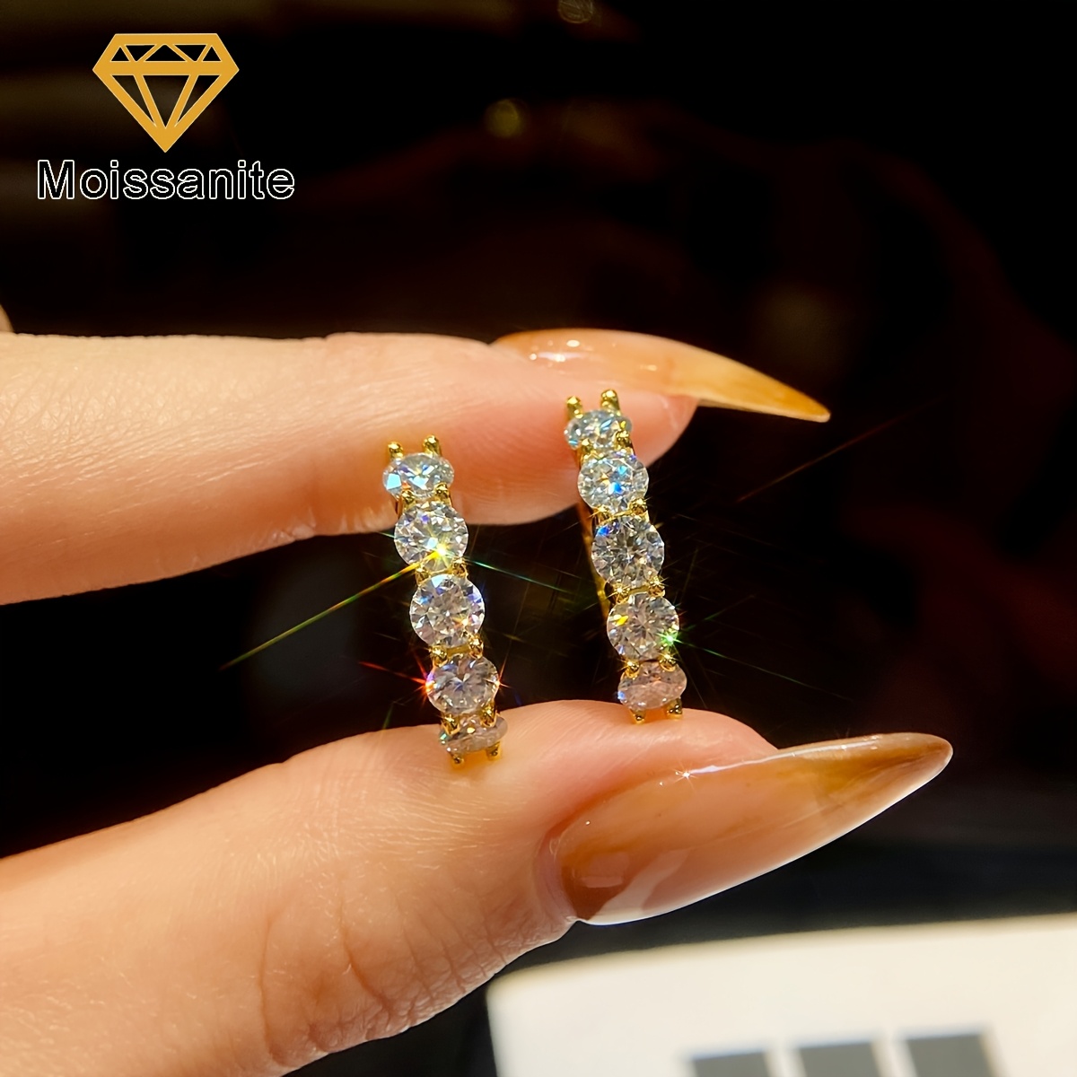 Women's Sparkling Moissanite Wedding Hoop Earrings, Luxury Gift